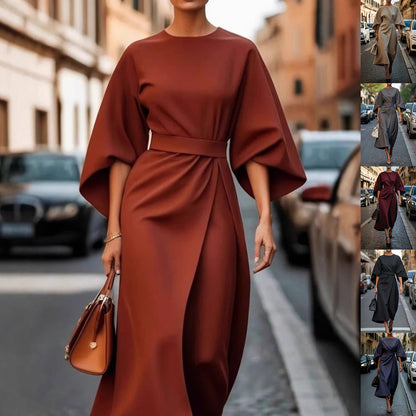 Vérena™ A flowing batwing sleeve Dress with effortless elegance