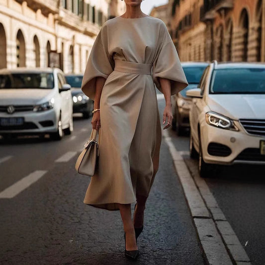 Vérena™ A flowing batwing sleeve Dress with effortless elegance