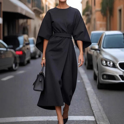 Vérena™ A flowing batwing sleeve Dress with effortless elegance