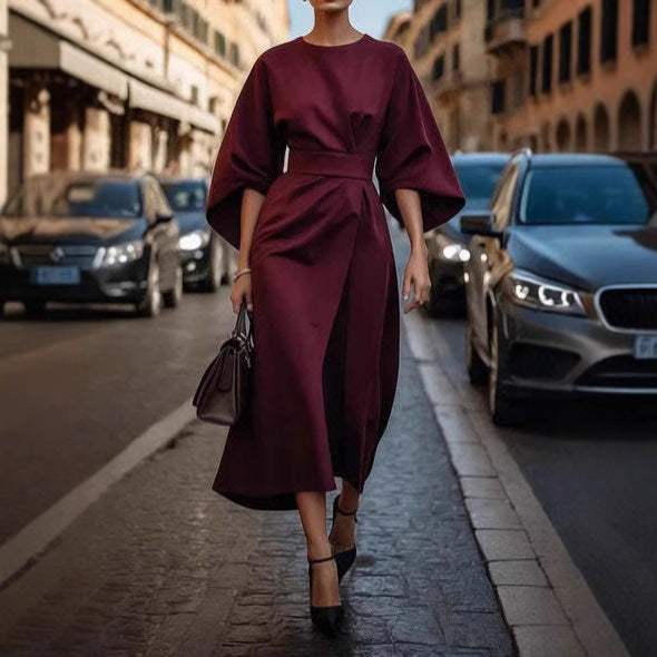 Vérena™ A flowing batwing sleeve Dress with effortless elegance