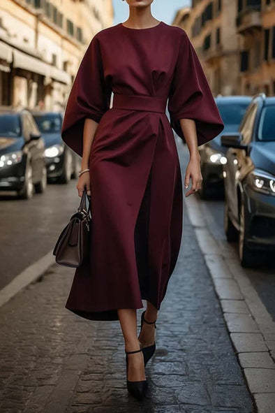 Vérena™ A flowing batwing sleeve Dress with effortless elegance