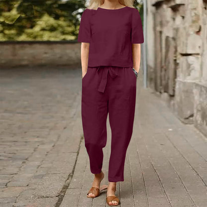 Calyra™ – A chic Cotton and Linen Wide-leg Pants Suit